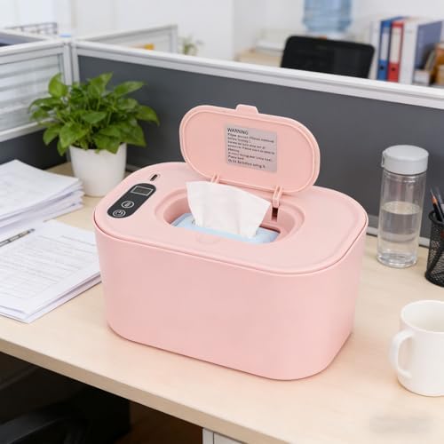 Wipe Warmer Portable Digital Display Top Heating Holder Fits for 80 Wipes Temp Nursery Home Use Pinkish - 5