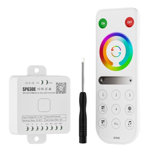 Image of BTF-LIGHTING SP630E Bluetooth Controllers 4 Zones 2.4GHz RF RB4 Remote Kit | APP & RF Remote, Support COB SMD PWM or SPI RGBCCT RGBWW LED Strip WS2805 WS2811 IC DC5V /12V /24V, For Smart Home Lighting