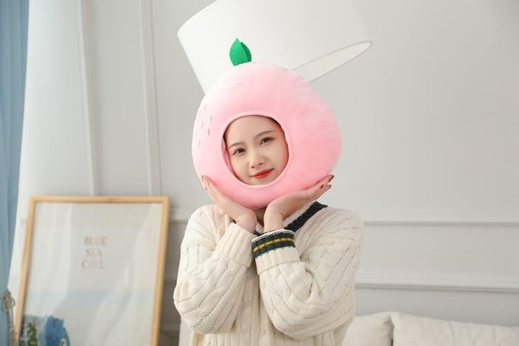 Plush Fruit Headgear Hat Funny Novelty Hat Sleeping Pillow Toy Photo Props Warm Cosplay Costume Head Accessories - Image 2