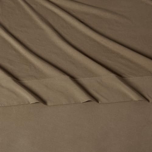 Image of Amazon Basics 100% Cotton Jersey Bed Sheet Set, Full, Brown, Solid