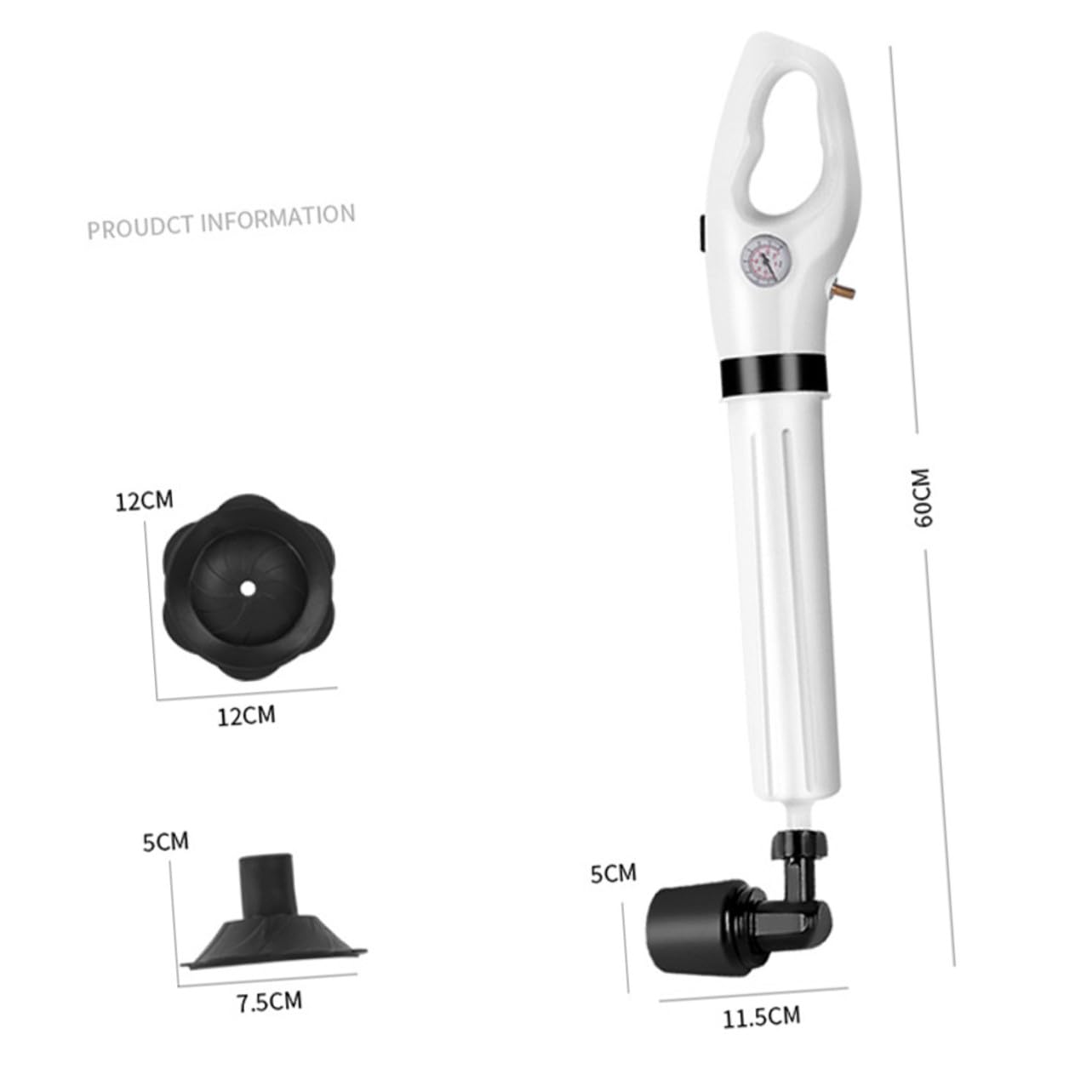 Déboucheur de Toilettes Flexible Piston de Vidange Blanc Certifié Haute Pression Poignée Ergonomique Adapté pour Canalisations Sanitaires Usage Domestique Quotidien