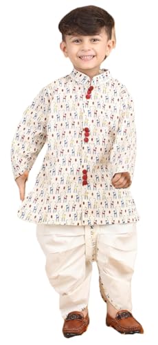 Image of POLKA TOTS Pure Cotton Traditional Dhoti Kurta Set for Baby Boys, Toddlers & Kids | Soft and Breathable Cotton Ethnic Dress for Festivals and Weddings | Traditional Elegant Indian Festive Clothing