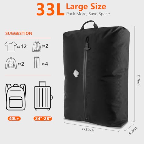 Image of Dobaly 33L Professional Vacuum Bags for Travel with Wireless Pump, IP67 Waterproof Reusable Vacuum Compression Bags for Suitcases and Backpack Space Saver Vacuum Bags for Cloth (1PC+Pump)