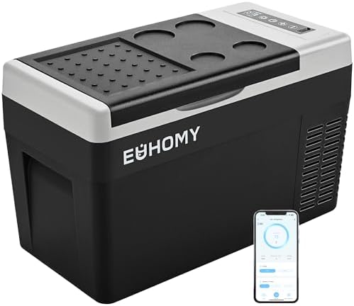 EUHOMY 12 Volt Refrigerator, 26QT(25L) Compressor Electric Cooler APP Control, Car Fridge -4℉~68℉, Portable Refrigerator 12/24V DC 110-240V AC, Portable Freezer for Camping, Travel, Boat