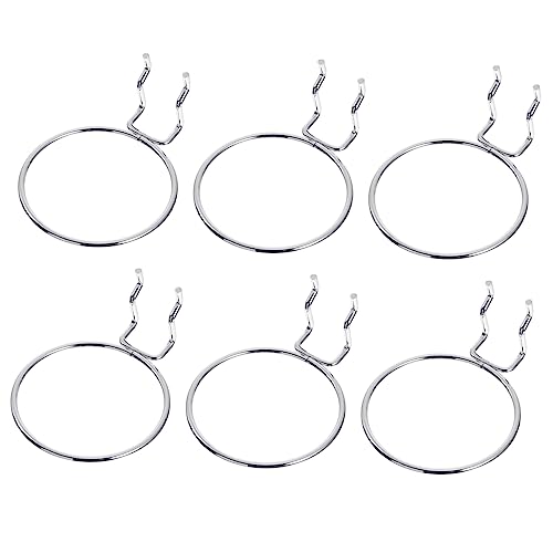 Hohopeti Bright Silver Round Hooks 6 Pack Sturdy Steel Pegboard Hooks for Bins Shelves