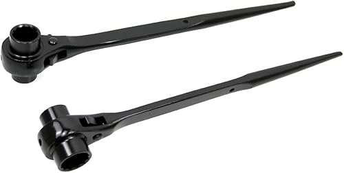 Juego de 2 piezas de trinquete Spud, trinquete de doble zócalo, llave métrica para andamio, 0.748 in × 0.866 in (3/4 x 7/8 pulgadas) y 0.665 in ×
