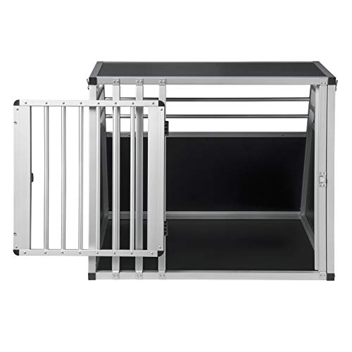 Eugad Trasportino Cane Auto, Trasportino Cani Media In Alluminio, Box Trasporto Per Cani Media Da Auto, Cuccia Cane Esterno, Kennel Per Canette Con Chiusura Per Viaggio Trasporto 80X65X65Cm - 4