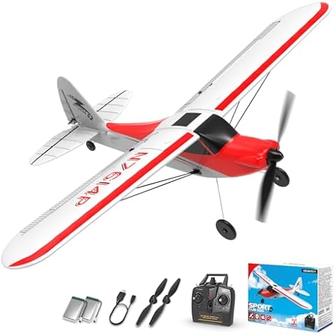 VOLANTEXRC RC Plane Trainer Sport Cub 4CH Remote Control Airplane with Prop Saver, 6-Axis Gyro Stabilizer & 3 Modes to Fly, Radio Controlled Aircraft RTF for Beginners, Kids and Adults (500mm,Red) Cover