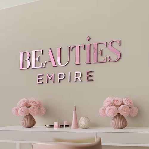 Custom Pink Mirror Acrylic Logo Sign for Business Salon or Office Wall Sign