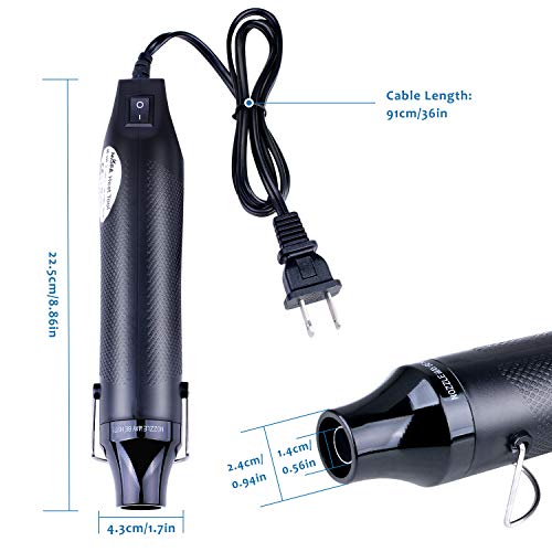 ETEPON ET021 Mini Heat Gun Electric 300W Portable Hot Air Gun for DIY Craft Embossing, Shrink Wrapping PVC, Drying Paint, Clay, Rubber Stamp, Multi Function Hand-Hold Heat Tools (Black) - Thumbnail 2