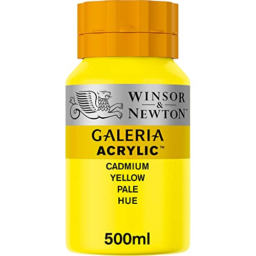Image of Winsor & Newton Galeria Acrylic Colour - Jar of 500 ML - Cadmium Yellow Pale Hue (114) - Highly Pigmented Lightfast Artists' Acrylic Paints for Canvas, Wood, Fabric & Paper - More Colours Available