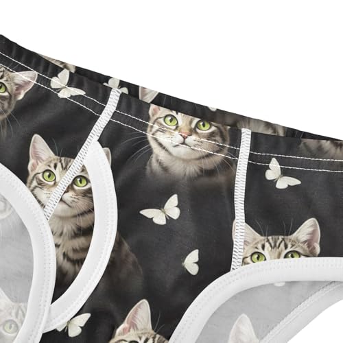 CHIFIGNO Cute Cat Butterfly Black Boy Briefs Cotton Boys Underwear Breathable Soft Brief Underwear4