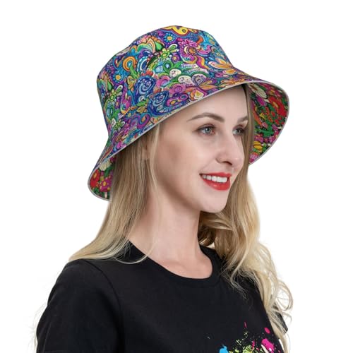 Image of Bucket Hat Double-Side-Wear Reversible Sun Hat Beach Travel Hiking for Women Men