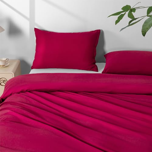 Image of 2 Pack Microfiber Zipper Pillowcases, Soft Comfortable Not Shrink Wine Red Pillow Case, Standard Pillow Cases Set of 2 (20x26 Inches)