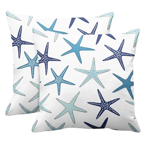 Emvency Throw Pillow Covers Set of 2, 18 x 18 Inch, Starfish Beach Ocean