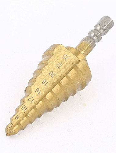 Aexit Gold Tone Metalworking & Multipurpose Drill Bits Hex Shank Titanium Coated 9 Step Drill Step Drill Bits Bit 6-25Mm #TOP2