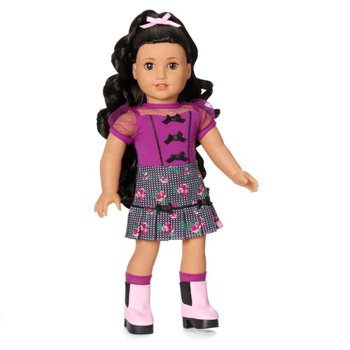 Image of Bundle of American Girl, Truly Me 18-inch Doll #107 with Brown Eyes, Straight Brown Hair, Light-to-Medium Skin, for Ages 6+ + Truly Me 18-inch Doll Outfit, Bows & Blooms Outfit, for Ages 6+