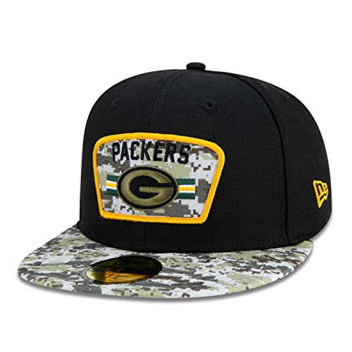 Casquette New Era 59Fifty Green Bay Packers Homme Visière Plate Baseball Noir
