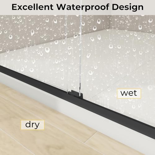 Image of Zevemomo 56 inch-60 inch W x 72 inch H Double Sliding Shower Door, Glass Shower Doors with 1 /4 inch (6mm) Clear Tempered Glass, Double Sliding Silent Soft-Close Shatterproof Door, Stainless Steel Handle, Black