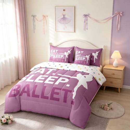 Image of Feelyou Girls Ballet Comforter Set Full Size 7 Piece for Kids