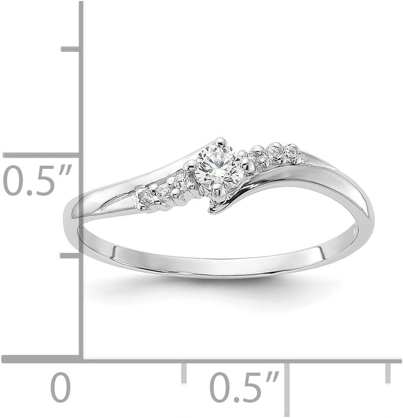 925 Sterling Silver Rhodium-plated and Cubic Zirconia Ring Size 6 to 8