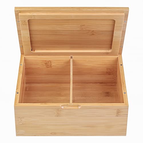 Caja de almacenamiento decorativa de bambú natural grande de madera - 25 x 20 x 10 cm con tapa magnética para almacenamiento en el hogar Cover
