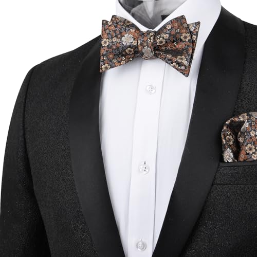 Image of Alizeal Mens 2pcs Floral Self-tied Bow Tie Pocket Square Set