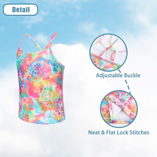 Image of Girls 3 Piece Swimsuits Set Long Sleeve Rash Guard Tankini Bathing Suits for Girls Beach Swimwear Set 3-16 Years