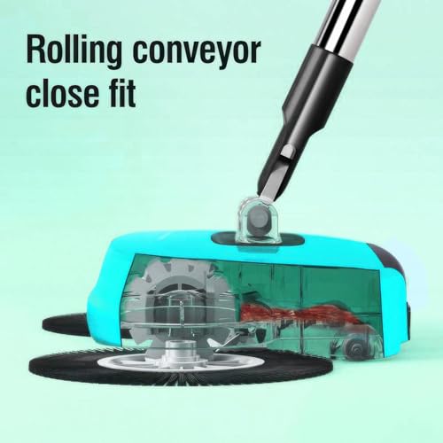 OZD Carpet Sweeper, 3 in 1 Floor Sweeper Manual with Dual Brush and 360° Rotating Head, No Noise, Non Electric Hand Push Carpet Sweeper Broom for Rug and Hardwood Floors (Green)