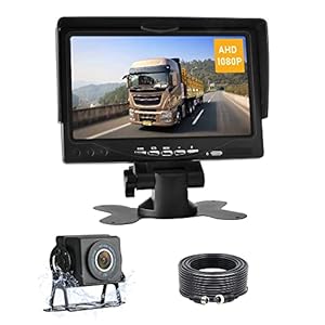 AHD 1080P Reversing Camera Kit for Vans, 7” Reverse Camera Monitor with LED Light Sensor, Waterproof Backup Rear View Camera, Super Night Vision for Trucks, Cars and Larger Vehicles