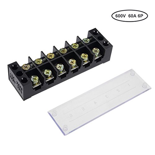 Uxcell 6 Positions Dual Rows 600V 60A Wire Barrier Block Terminal Strip Tbc-6006 #TOP1