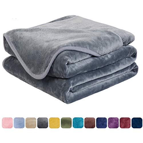 EASELAND Soft King Size Blanket All Season Warm Fuzzy Microplush Lightweight Thermal Fleece Blankets for Couch Bed Sofa,90x108 Inches,Gray