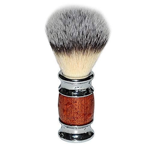 Shaving Brushes, JR Synthetic Nylon Brush Hair Knot with Pure Engineered Rosewood Handle Shaving Brush for Men, Safety Razor, Double Edge Razor, Shaving Razor