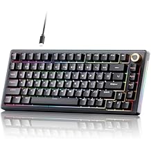 TMKB T81E Mechanical Gaming Keyboard, 75% Gasket Mount Wired Keyboard with Knob & 5-Layer Sound Dampening, Hot-Swappable, RGB Backlit, 82 Keys for Windows/Mac/Linux - Black