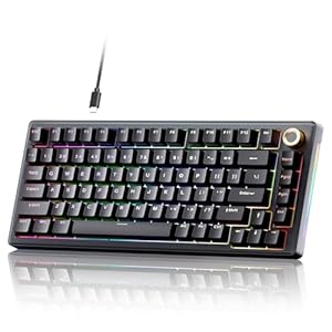 TMKB T81E Gasket-Montage Mechanische Gaming-Tastatur, Hot-Swap Kabelgebundene Tastatur, 82 Tasten RGB-Beleuchtung, 75% US-QWERTY-Layout, Vorab Geschmierte Lineare Switches – Schwar