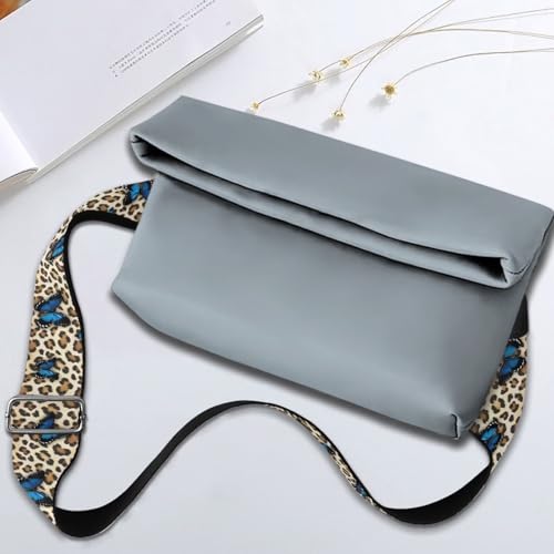 Image of Talayituse Butterfly Leopard Print Shoulder Strap Wide Purse Bag Strap Adjustable Replacement Belt Luggage Crossbody Shoulder Bag Strap for Women Girls