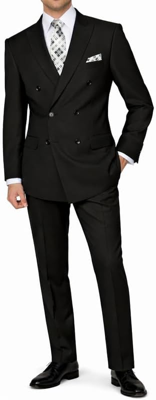 Adam Baker Men's Modern Fit Double Breasted Wool 2-Piece Suit Set | Jacket & Pants