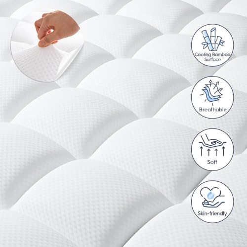 Image of ELEMUSE Super Olympic Queen Dual Layer 3 Inch Memory Foam Mattress Topper, 2 Inch Cooling Gel Memory Foam and 1 Inch Soft Pillow Top Mattress Pad for Back Pain Relief,66 inchx80 inch