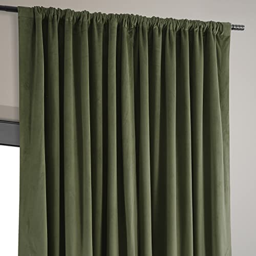 HPD Half Price Drapes Signature Velvet Thermal Blackout Curtains for Living Room 120 Inch Long (1 Panel) Rod Pocket Insulated Blackout Curtains for Bedroom Window Curtains, 100W x 120L, Hunter Green