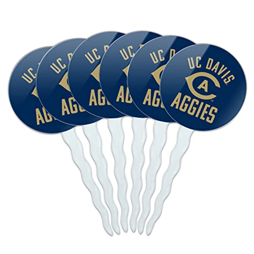 UC Davis Aggies Logo Cupcake Picks Toppers Decoration Set of 6