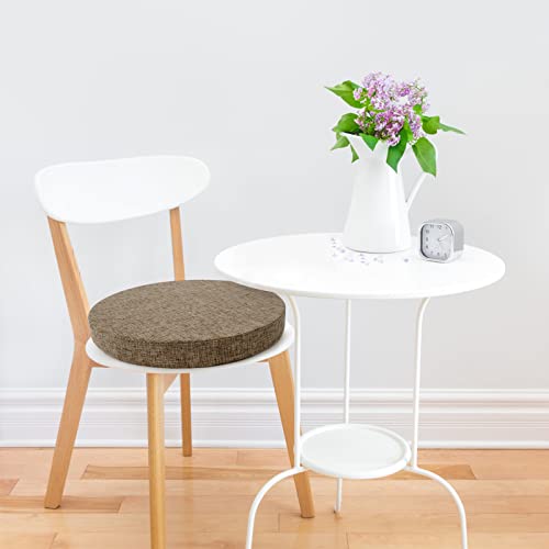 Tromlycs Round Chair Seat Cushion Pad 16 Inch For Circle Stool Chairs Non Slip Decorative Foam Cushion Pillow, 1 Piece, 16 X 16 Inches, Nature Linen #TOP6