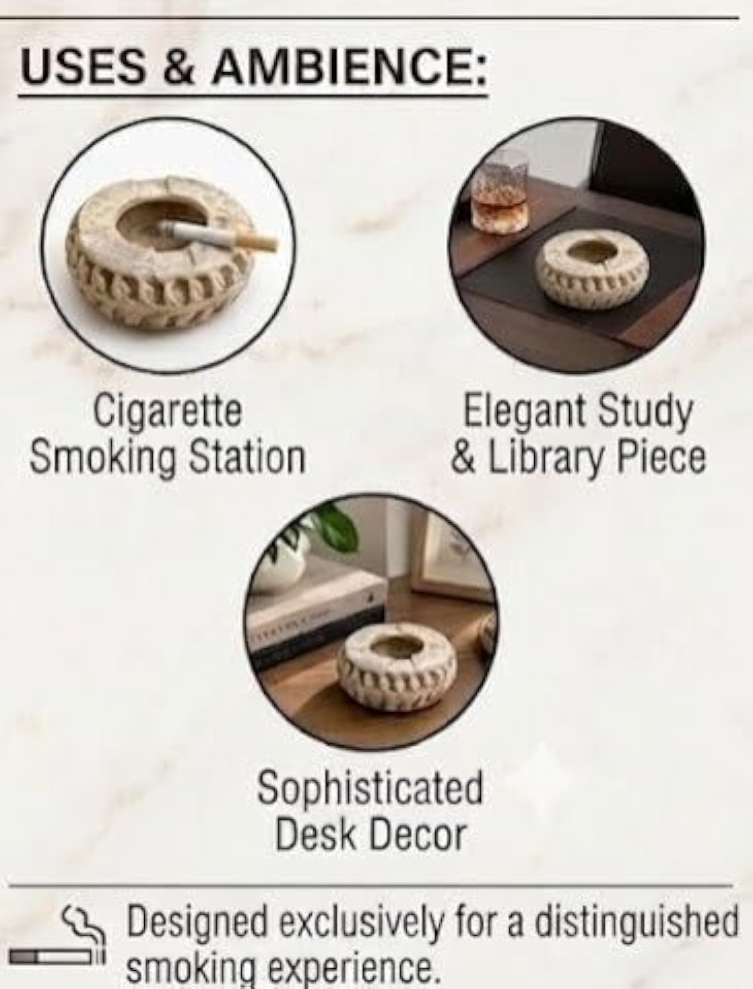 Natural Stone Soapstone Round Ashtray