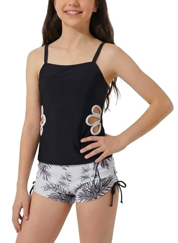 Tankini fille avec short imprimé fleurs pour les vacances d'été 9-16 ans