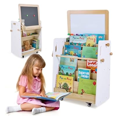 Paisure Bookshelf  Easel  Toy Storage Organizer...