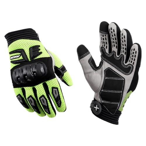 Image of Axor Airstream Riding Gloves Providing Enhanced Grip and Impact Protection with Touchscreen Functionality and an Adjustable Fit-Black Neon Green-L