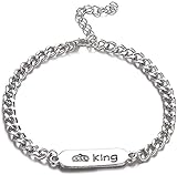 Pulsera para hombre y mujer, pulsera de promesa a juego, par de relaciones, pulsera de acero inoxidable, joyas regalo (plata) Durability