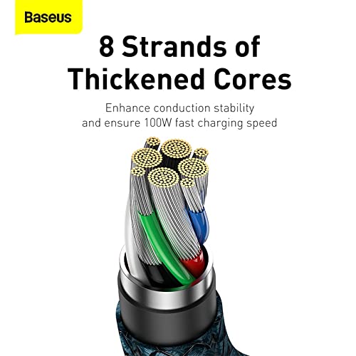 Image of Baseus Legend Series Elbow Fast Charging Compatible Data Cable USB Type-C to Type-C | Right Angle 90 Degree Cable |100W 2m Blue