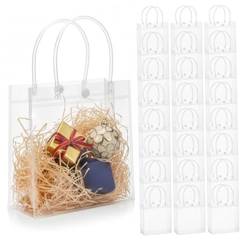 Sacs transparents pour cadeaux de fête et mariages chics en PVC | 25 pcs