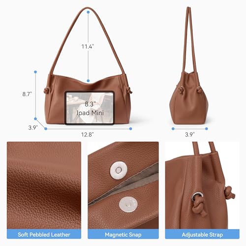 Image of BOSTANTEN Shoulder Bag for Women Pebbled Vegan Leather Purse Soft Handbag