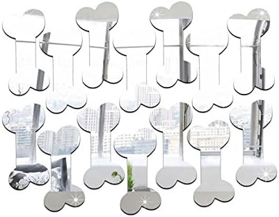 HEYING DECO 20PCS Of 3D Cartoon Dog Food Bone Mirror Wall Stickers For Kids Rooms DIY Art Acrylic Decorative Sticker Mural (Silver)